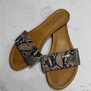 Tan and Black Snake Print Italian Women's Sandals